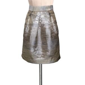 SEARS Simply Styled Mixed Metallics Gold Silver Skirt With Pockets S